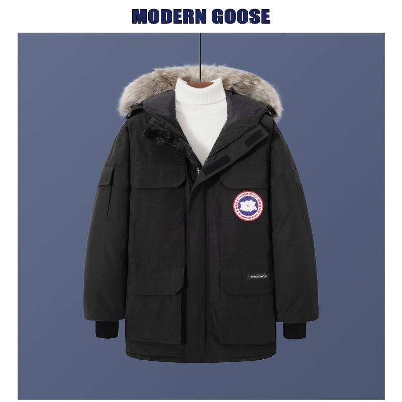 【哎小巾羽绒服男图片】加拿大关山月大鹅羽绒服男外套女派克保暖加厚