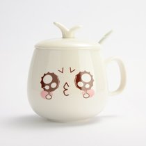创意个性杯子陶瓷马克杯带盖勺潮流情侣喝水杯家用咖啡杯男女茶杯(带盖带勺哭)