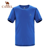 Camel/骆驼户外运动T恤 春夏男女透气圆领运动时尚短袖T恤 A7S2U7118/A7S1U7204(蓝色 S)