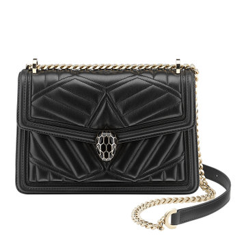 bvlgari女士黑色菱格纹图案单肩包291013黑色时尚百搭