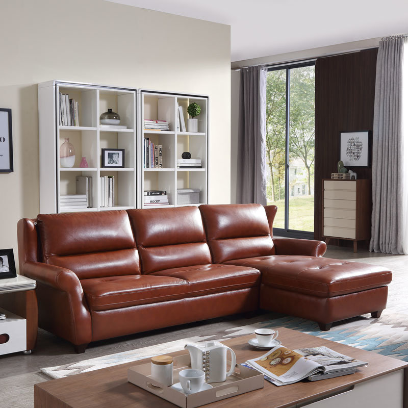 大小户型现代客厅家具组合 头层牛皮 乳胶沙发dzy3303(御品红s208 转