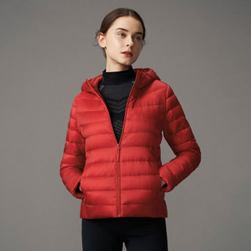 波司登2021春季款羽绒服女休闲轻薄连帽拉链短款纯色百搭优雅 b