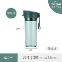 乐扣乐扣水杯塑料便携tritan运动简约杯子女健身创意大容量泡茶杯520ML(子母盖薄荷绿)