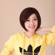 美元素假发 女 真发波波头不规则短发型 假发套mr066(n2手织顶心自然黑)