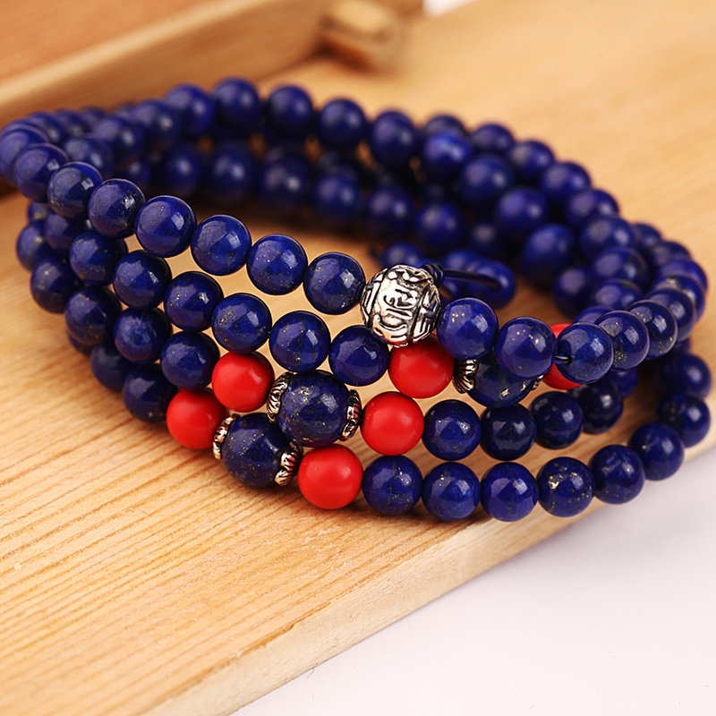 108颗青金石手串项链 红运当头 qj1100041