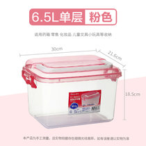 茶花小号手提收纳箱塑料食品玩具箱化妆工具箱实用整理百纳盒药箱(6.5L粉红 多种款式任选)