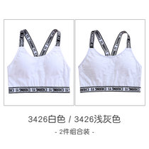 少女内衣发育期儿童13岁初中生运动小背心14中大童纯棉学生文胸夏(2件装3426（白色+花灰） M（参考155-165高，体重71-89斤）)