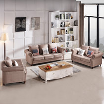 圣肯尼家具 美式布艺沙发组合 简约现代沙发组合小户型可拆洗组合沙发(卡其 单人+双人+三人位)