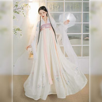 韶华倾 墨子研原创汉服女齐胸齐腰襦裙重工刺绣6米摆春夏非古装(杏黄色  上衣+齐胸襦裙  3米摆 M)