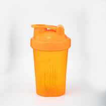 厂家直供蛋白粉摇摇杯400ml奶昔杯带刻度塑料杯手提健身运动水杯(橙色 401-500ml)