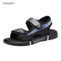 CaldiceKris （中国CK）时尚休闲露趾透气沙滩魔术贴沙滩鞋CK-X3331(黑底黑色 39)