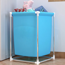 索尔诺脏衣篮 折叠脏衣篓储物桶大号脏衣服收纳筐布艺家用洗衣篮s3(蓝色)