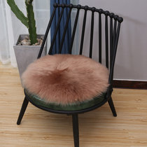 羊毛坐垫圆形椅垫可爱毛绒垫子加厚办公椅垫毛毛皮毛一体餐椅垫(豆沙色)