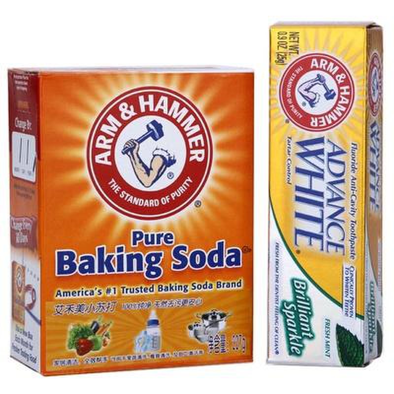 艾禾美小苏打牙膏 清新洁净25克(赠品)和小苏打227g套组