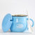 早餐杯大容量燕麦片马克杯陶瓷家用水杯带勺大肚杯子可爱(天蓝色大号早餐杯-配瓷盖瓷勺(图案随)