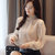 2021春季韩版雪纺衫灯笼袖蕾丝衫女装大码上衣(杏色（常规款） XL)