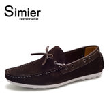 Simier斯米尔2015新款反绒牛皮豆豆鞋驾车鞋 时尚潮流日常休闲英伦男鞋6619(棕色 39)