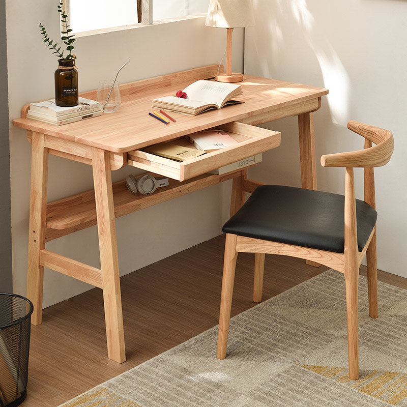 桌简约家用现代电脑桌办公桌书房写字台原木色100cm单桌返回商品页