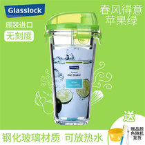 Glasslock盖朗丽颖明星同款杯子刻度水杯玻璃杯女韩国可爱茶杯(450ml苹果绿PC918)