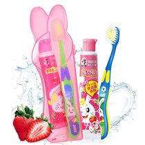 黑人宝贝兔儿童牙膏（草莓味）40g*1+儿童牙刷*1 便携套装含氟含钙软毛牙刷