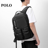 POLO大容量双肩电脑背包时尚经典双肩男包(黑色)