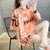 SUNTEKT恤女短袖2022新款夏装中长款韩版宽松大码欧货潮上衣服半袖体恤(L 3378橙色)