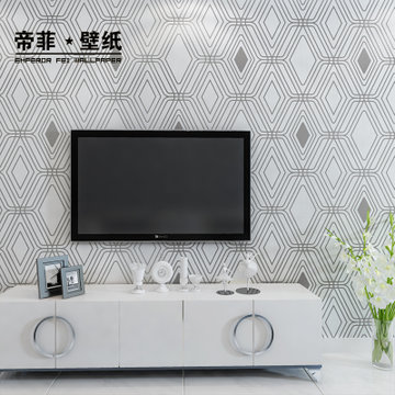 帝菲3d立体百变艺术条纹墙纸 简约现代客厅卧室电视背景墙壁纸(烟灰色
