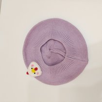 SUNTEKins秋冬新款韩版婴幼儿童洋气针织帽贝雷帽子宝宝柔软画家毛线帽(约7个月-4岁（46-52cm）有弹性 紫罗兰（卡通）)