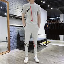 男士夏装套装成熟帅气一套搭配个性青年稳重气质短袖T恤运动yd夏(T41米白色 2XL)