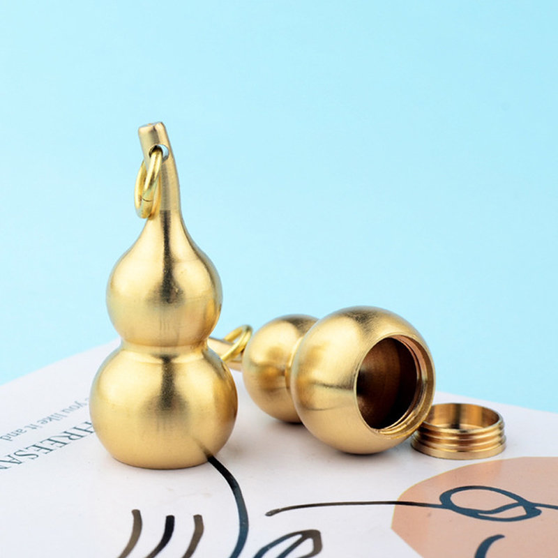 手工纯铜钥匙扣挂件转运五帝铜钱男女士实心空心创意葫芦挂饰大空心