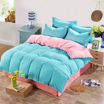 南极人升级素色双拼四件套 床上用品 简约床单被套4件套(墨绿玉 1.5m（5英尺）床)