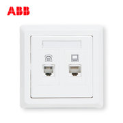 ABB开关插座面板德逸系列白色86型二位电话/电脑插座AE323