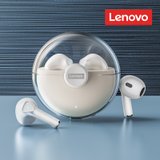 联想(Lenovo) LP80白色 真无线蓝牙耳机 运动半入耳式游戏音乐降噪耳机低延迟果透明果冻仓蓝牙5.0 手机通用