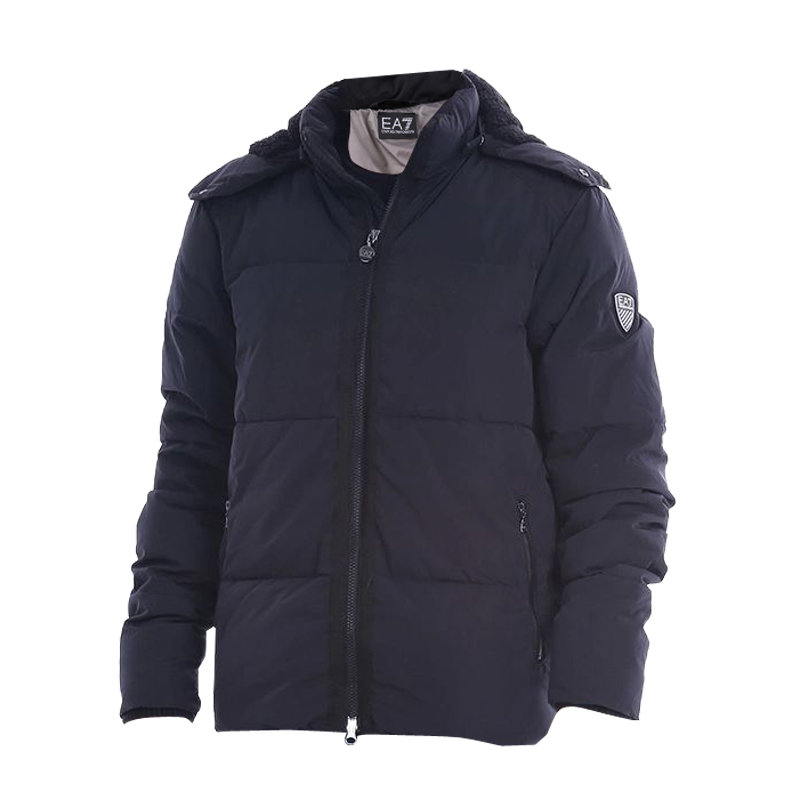 【阿玛尼服饰黑色l图片】阿玛尼emporio armani男士带帽浣熊毛保暖