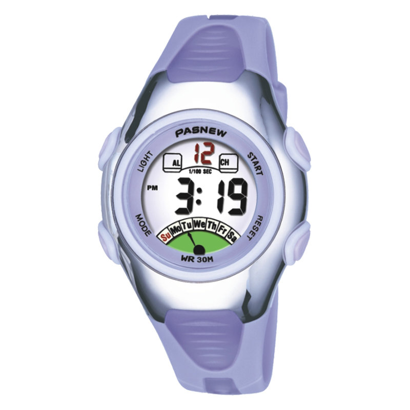 pasnew百圣牛儿童手表女孩电子表 防水运动夜光学生表 韩国果冻女童