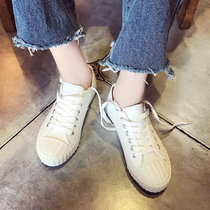 韩版帆布鞋女学生春夏休闲鞋女小白鞋女系带百搭布鞋(白色 40)