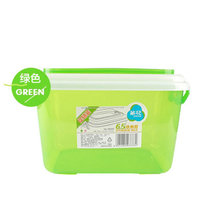 茶花透明收纳箱小号塑料收纳盒有盖手提储物箱带盖化妆品整理箱子(绿色 2只装)