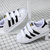 Adidas阿迪达斯三叶草大童鞋 经典款贝壳头金标运动板鞋休闲鞋EF4838(白色 31.5)