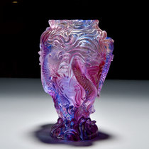 礼品琉璃花瓶摆件中国风送老外实用非物质文化遗产工艺品(小号金红 默认版本)