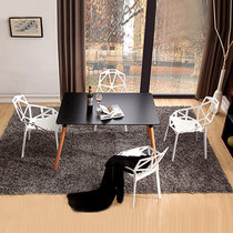 TIMI天米 现代简约餐桌椅 北欧几何椅组合 可叠加椅子组合 创意椅子餐厅家具(黑色 1.2米餐桌+4把白色椅子)