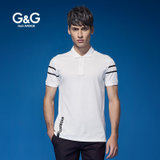 G&G2017夏季新品纯棉男装短袖POLO衫休闲运动衫修身短袖上衣免烫(白色 S)