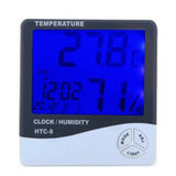 雨花泽（Yuhuaze）温湿度计 商务型夜光温湿度计HTC-8蓝色夜光电子屏幕日期显示