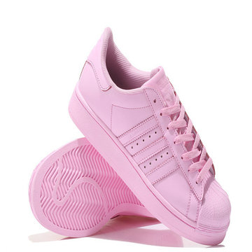 2016阿迪达斯女鞋三叶草贝壳头adidas低帮50色复古休闲板鞋粉红色38