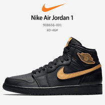 耐克男子篮球鞋 乔1黑金Nike Air Jordan 1 BHM AJ1 黑人月 双钩 908656-001(黑色 46)