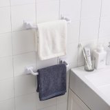 毛巾杆免打孔卫生间浴巾架浴室毛巾杆厨房放抹布杆黑色毛巾架单杆(短款1个装)(白色)