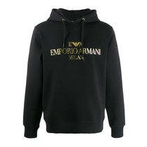 Emporio Armani男士黑色棉质连帽字母logo长袖卫衣6G1MP1-0999L码黑色 时尚百搭