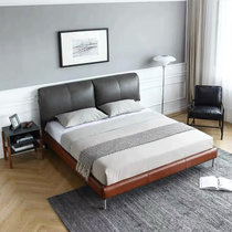 MOANRO现代简约真皮床小户型意式轻奢1.8米软包双人床主卧北欧床(真皮1.5米)