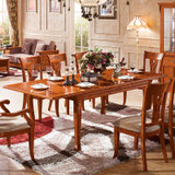 实木餐桌 进口A级橡木实木雕花简约欧式长餐桌241B 餐桌1.6米 可拉伸至2.4米(214B餐台)