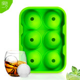 思柏飞 创意DIY6孔食品级硅胶冰球 冰格 冰棒模 冰球模具冰块盒制冰盒(绿)