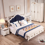 A家 美式抽屉床 单人双人床美式简约卧室家具1.5米1.8米主卧实木脚架子框架物床婚床公主床(单床 1.5*2米抽屉床)